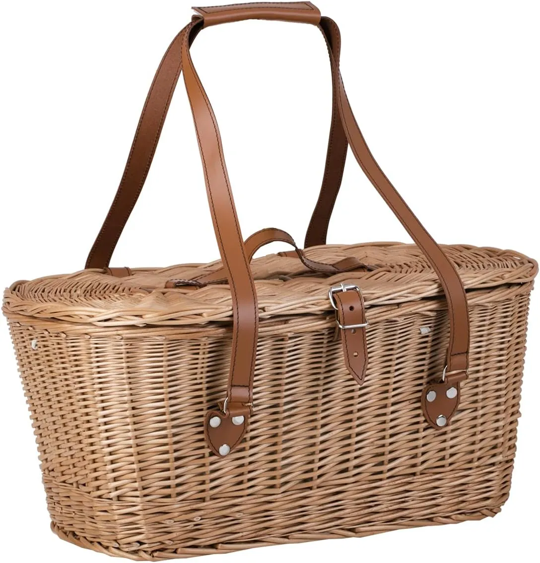 Alles aus Weide Wicker Picnic Basket with Lid Vintage Fruit Basket Hamper Box Woven Bin with Lid Retro Picnic Hamper Gift Natural Picnic Basket for 2 Wicker Baskets with Lid