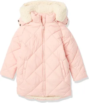 Amazon Essentials Girls and Toddlers' Long Quilted Cocoon Puffer Coat