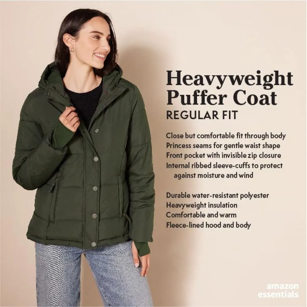 Amazon Essentials Women's Heavyweight Long-Sleeve Hooded Puffer Coat - Discontinued Colors