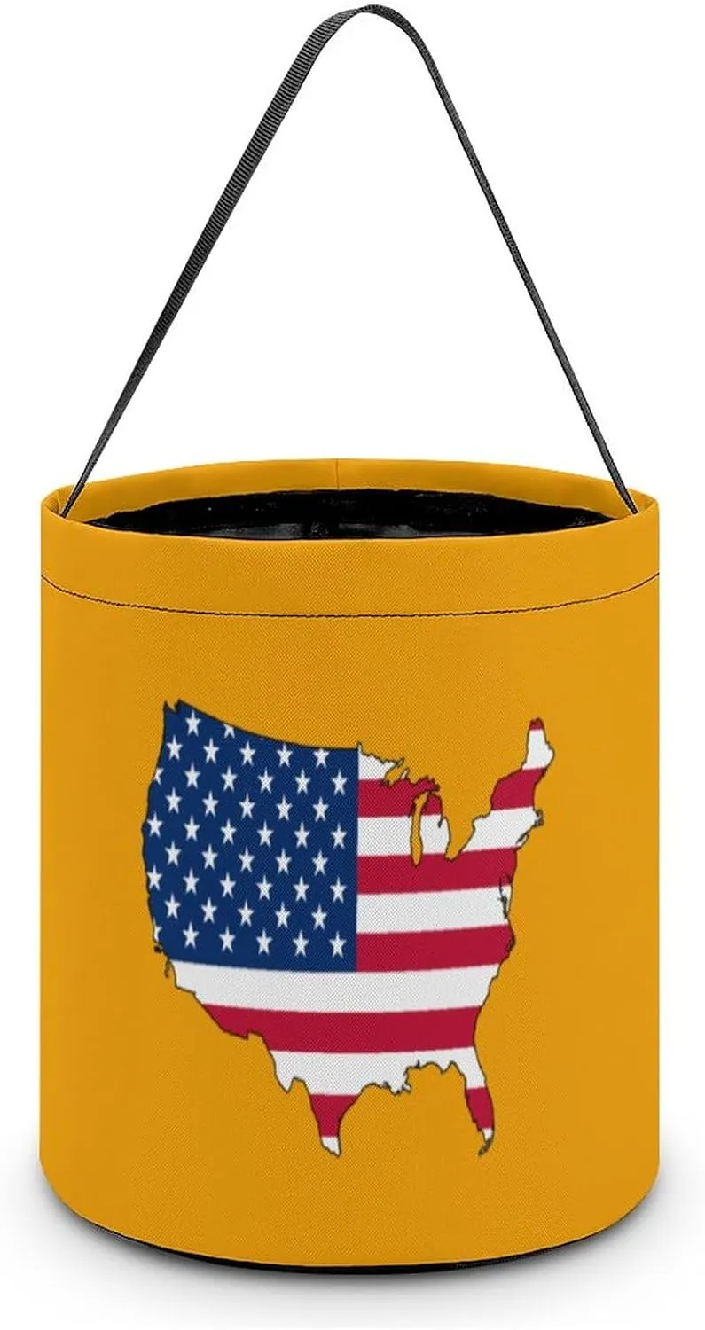 America Flag Map Halloween Easter Trick Or Treat Bags for Candy Funny Candy Bucket Tote Bag Reusable Gift Bags, style, gtxgdrg546
