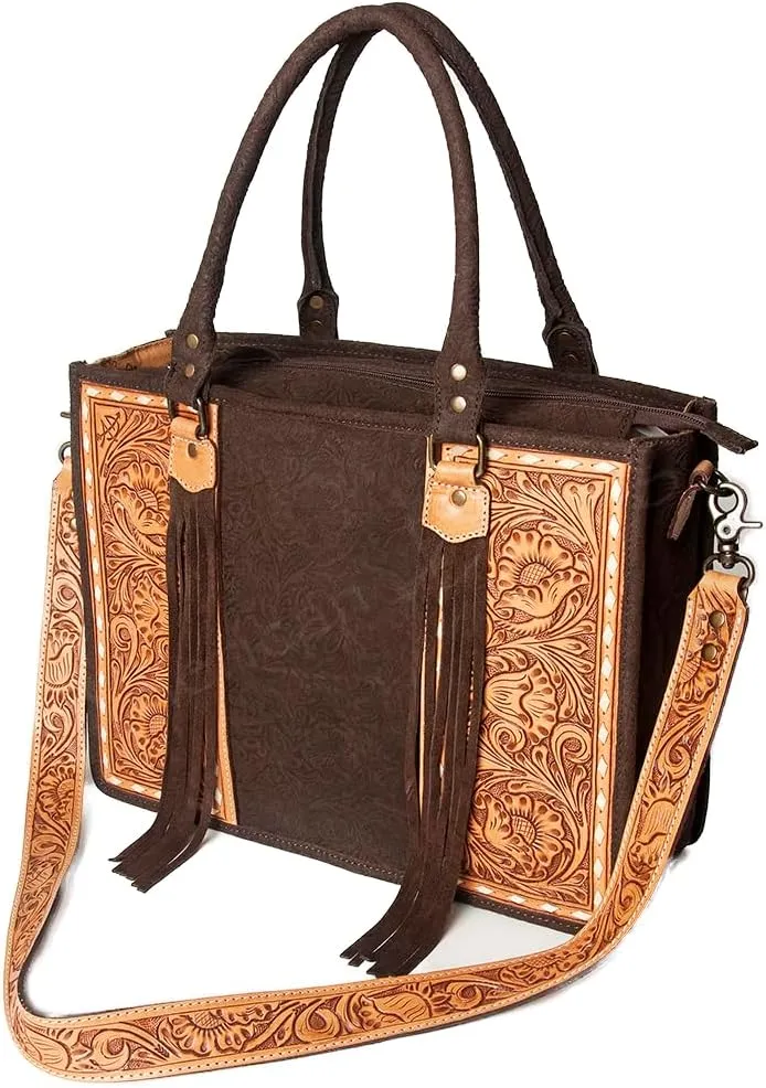 American Darling Briefcase Bag Hair On Genuine Leather Western Women Bag Handbag Purse | Briefcase Bag for Women | Cute Briefcase Bag | Briefcase Purse | Travel Briefcase Bag | Briefcase Bag for Women