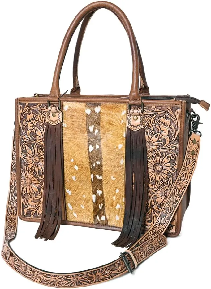 American Darling Briefcase Bag Hair On Genuine Leather Western Women Bag Handbag Purse | Briefcase Bag for Women | Cute Briefcase Bag | Briefcase Purse | Travel Briefcase Bag | Briefcase Bag for Women