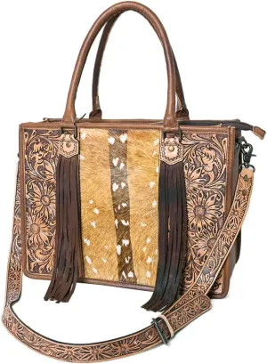 American Darling Briefcase Bag Hair On Genuine Leather Western Women Bag Handbag Purse | Briefcase Bag for Women | Cute Briefcase Bag | Briefcase Purse | Travel Briefcase Bag | Briefcase Bag for Women