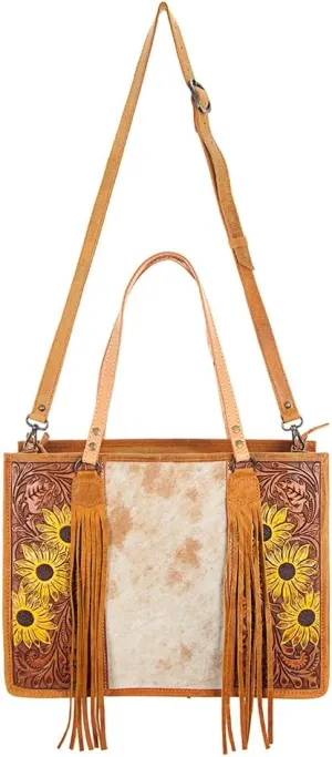 American Darling Briefcase Hand Tooled Hair On Genuine Leather Western Women Bag Handbag | Briefcase Bag | Briefcase for Women | Cute Briefcase Bag | Laptop Briefcase Bag