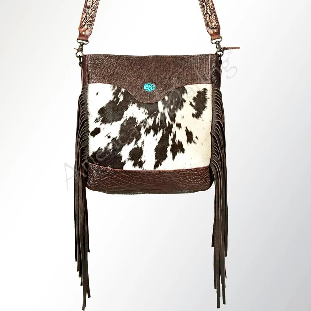 American Darling Large Crossbody Hand Tooled Hair On Genuine Leather Women Bag Western Handbag Purse