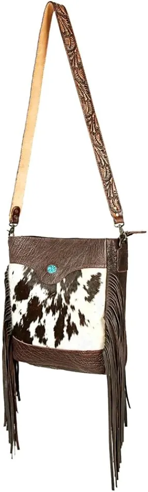 American Darling Large Crossbody Hand Tooled Hair On Genuine Leather Women Bag Western Handbag Purse