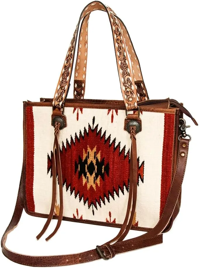 American Darling Tote Saddle Blanket Genuine Leather Women Bag Western Handbag Purse