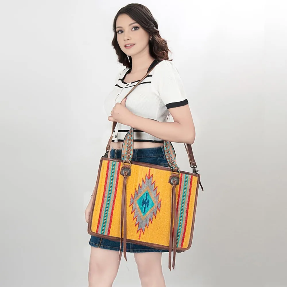 American Darling Tote Saddle Blanket Genuine Leather Women Bag Western Handbag Purse