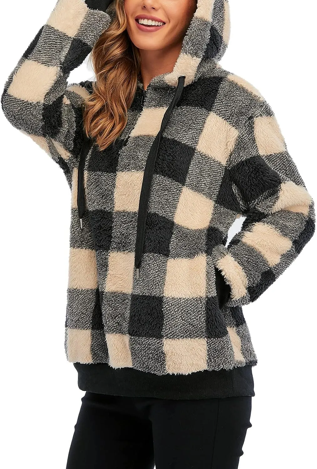 American Trends Oversized Sweatshirts for Women Athletic Womens Sherpa Hoodie Fluffy Women's Hoodies Pullover with Pockets