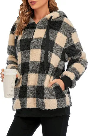 American Trends Oversized Sweatshirts for Women Athletic Womens Sherpa Hoodie Fluffy Women's Hoodies Pullover with Pockets