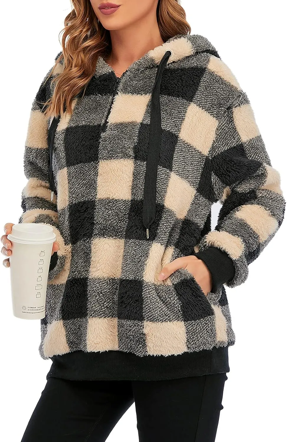 American Trends Oversized Sweatshirts for Women Athletic Womens Sherpa Hoodie Fluffy Women's Hoodies Pullover with Pockets