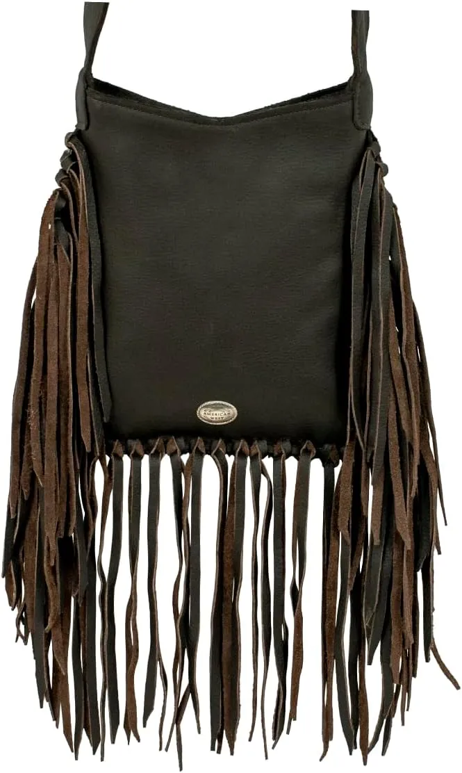 American West Fringed Cowgirl Crossbody with Fringe | Hand-Tooled Genuine Leather