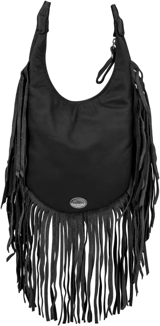 American West Fringed Cowgirl Crossbody with Fringe | Hand-Tooled Genuine Leather