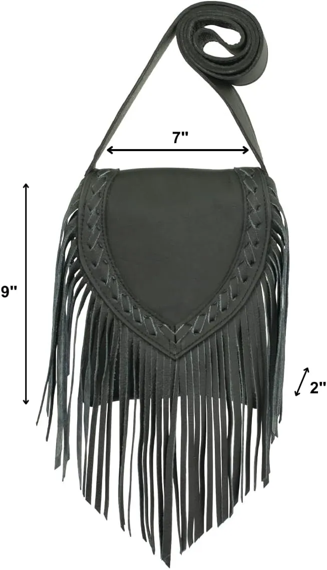 American West Fringed Cowgirl Flap Bag For Women - Genuine leather with hair-on cowhide