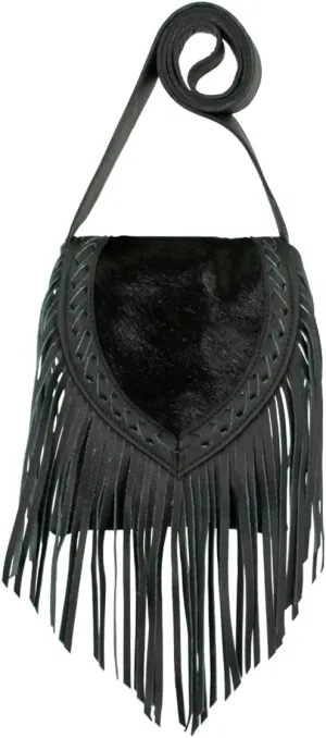 American West Fringed Cowgirl Flap Bag For Women - Genuine leather with hair-on cowhide