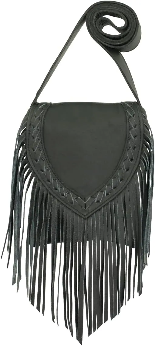 American West Fringed Cowgirl Flap Bag For Women - Genuine leather with hair-on cowhide