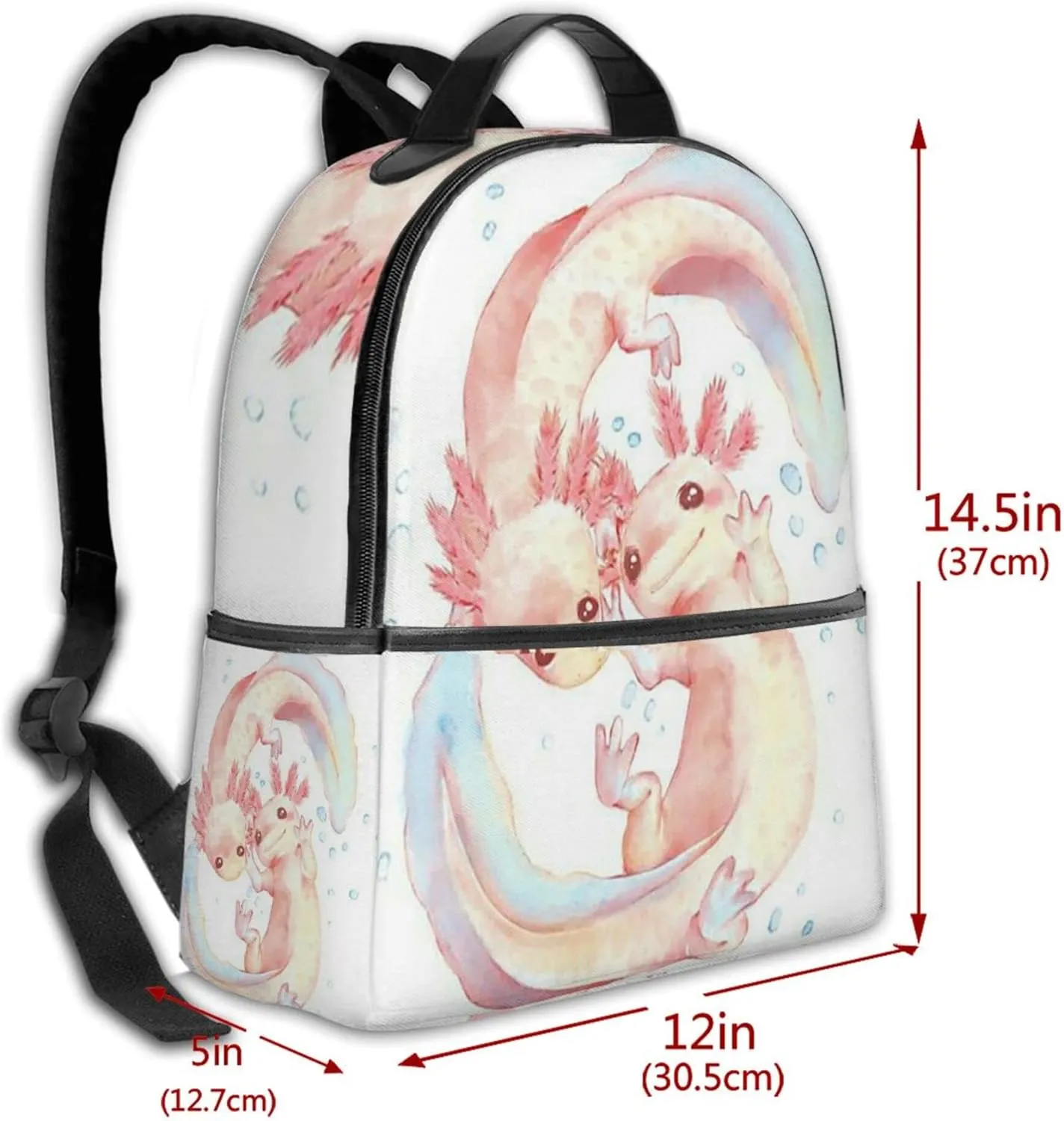 AMRANDOM Adorable Axolotl White Backpack Durable Backpacks with Padded Straps Fashion Laptop Backpack for College Business Work Dayparks