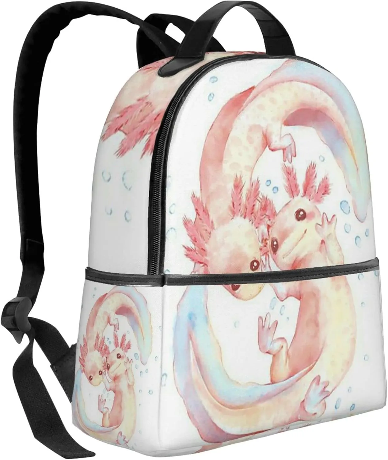 AMRANDOM Adorable Axolotl White Backpack Durable Backpacks with Padded Straps Fashion Laptop Backpack for College Business Work Dayparks