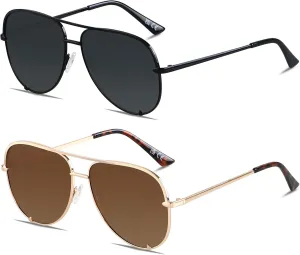 ANDWOOD Oversized Aviator Sunglasses for Women Men Big Large UV Protection Fashion Sun glasses