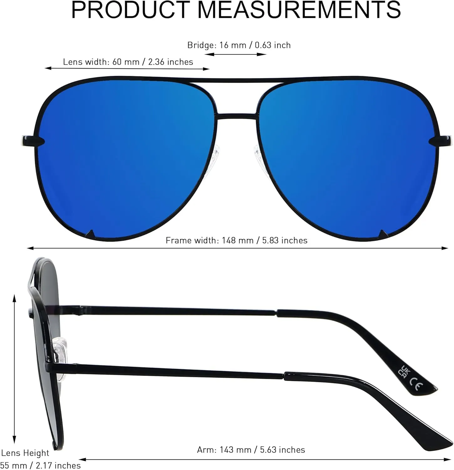ANDWOOD Oversized Aviator Sunglasses for Women Men Big Large UV Protection Fashion Sun glasses