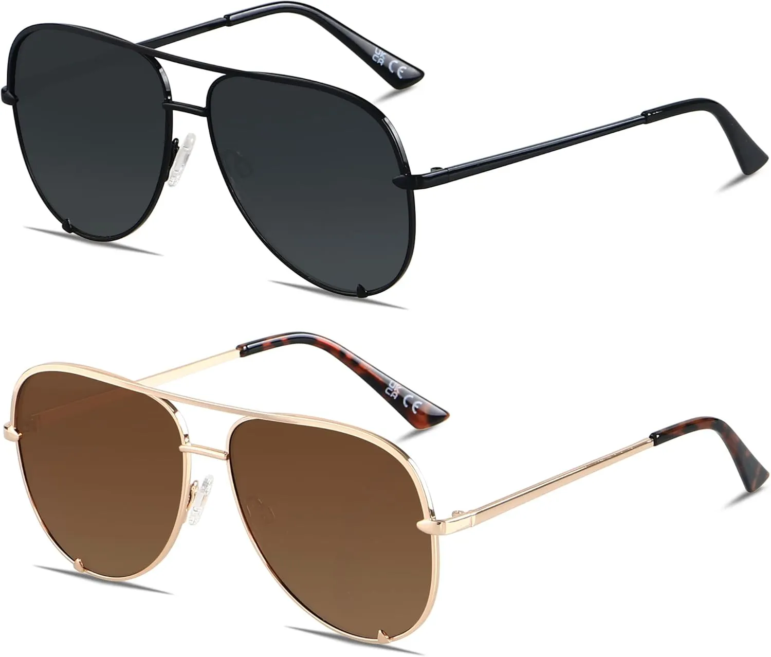 ANDWOOD Oversized Aviator Sunglasses for Women Men Big Large UV Protection Fashion Sun glasses