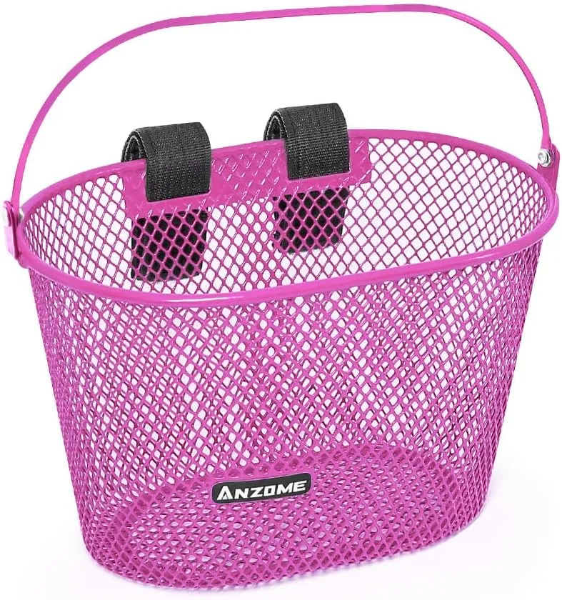 ANZOME Kids Bike Basket, Bicycle Basket for Boy and Girl, Waterproof Metal Wire Children's Bicycle Basket, Suitable for Most Children's Bicycles and Kids Tricycles