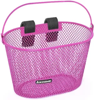 ANZOME Kids Bike Basket, Bicycle Basket for Boy and Girl, Waterproof Metal Wire Children's Bicycle Basket, Suitable for Most Children's Bicycles and Kids Tricycles