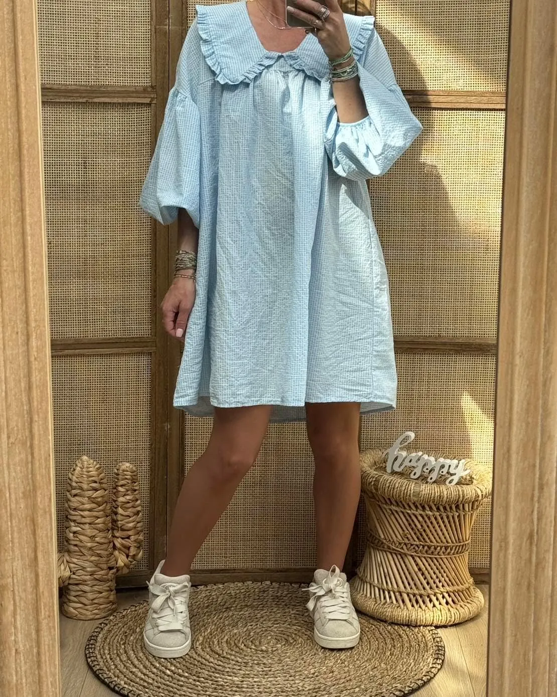Aonoapll Women Tie Front Babydoll Dress Y2k Puff Sleeve Peplum Short Dress Summer Casual High Waist A Line Mini Dresses