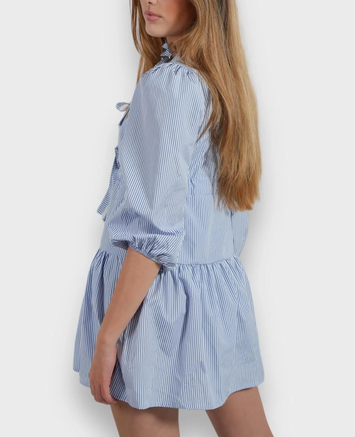 Aonoapll Women Tie Front Babydoll Dress Y2k Puff Sleeve Peplum Short Dress Summer Casual High Waist A Line Mini Dresses