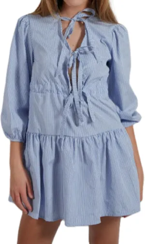 Aonoapll Women Tie Front Babydoll Dress Y2k Puff Sleeve Peplum Short Dress Summer Casual High Waist A Line Mini Dresses
