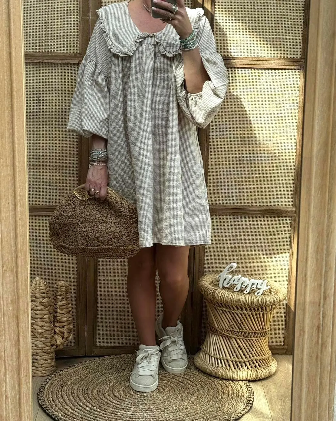 Aonoapll Women Tie Front Babydoll Dress Y2k Puff Sleeve Peplum Short Dress Summer Casual High Waist A Line Mini Dresses