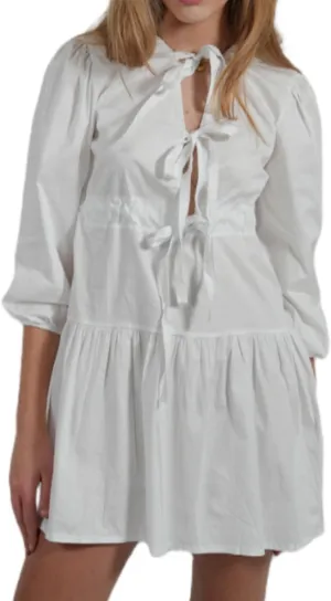 Aonoapll Women Tie Front Babydoll Dress Y2k Puff Sleeve Peplum Short Dress Summer Casual High Waist A Line Mini Dresses