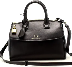 Armani Exchange Briefcase Inspired Tote with Small Logo, Black