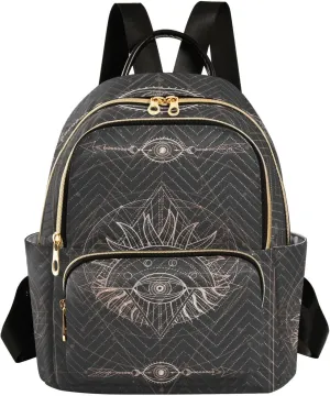 Astrology Sacred Geometry Symbols Mini Backpack for Women, Travel Backpack Purse for Ladies Fashion Shoulder Bag Daypack Travel Bag