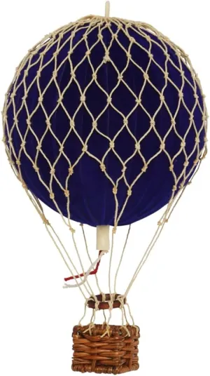 Authentic Models Floating The Skies Hot Air Balloon: Exquisite Hot Air Balloon Decor, Meticulously Crafted for Timeless Elegance - Blue Velvet