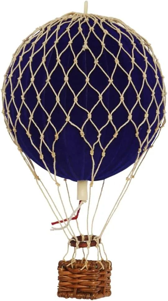 Authentic Models Floating The Skies Hot Air Balloon: Exquisite Hot Air Balloon Decor, Meticulously Crafted for Timeless Elegance - Blue Velvet
