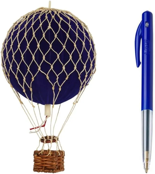 Authentic Models Floating The Skies Hot Air Balloon: Exquisite Hot Air Balloon Decor, Meticulously Crafted for Timeless Elegance - Blue Velvet