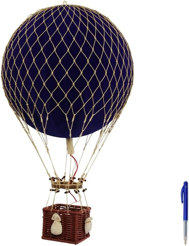 Authentic Models Royal Aero Hot Air Balloon: Exquisite Hot Air Balloon Decor, Meticulously Crafted for Timeless Elegance and Adventure - Blue Velvet
