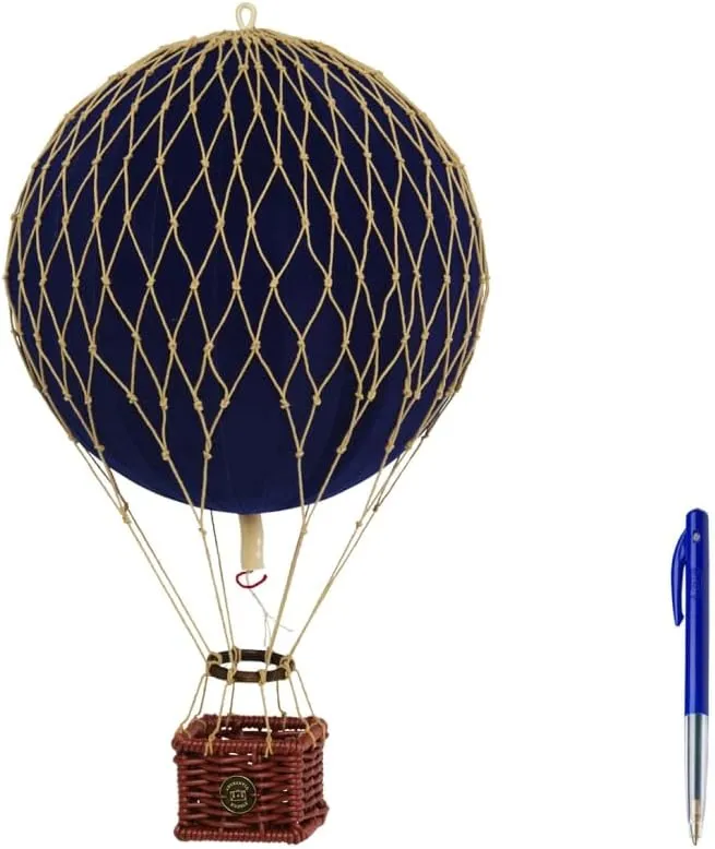 Authentic Models Travels Light Hot Air Balloon: Exquisite Hot Air Balloon Decor, Meticulously Crafted for Timeless Elegance and Adventure, Blue Velvet
