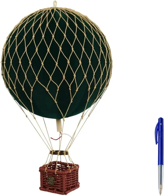 Authentic Models Travels Light Hot Air Balloon: Exquisite Hot Air Balloon Decor Meticulously Crafted for Timeless Elegance and Adventure, Green Velvet