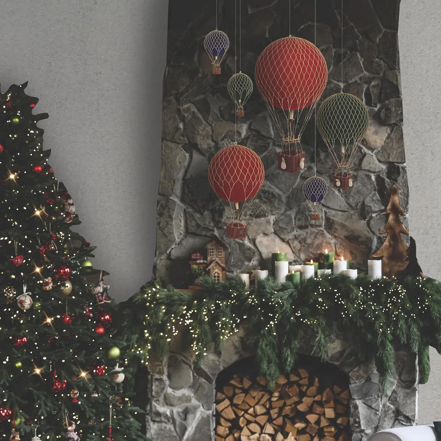 Authentic Models Travels Light Hot Air Balloon: Exquisite Hot Air Balloon Decor Meticulously Crafted for Timeless Elegance and Adventure, Green Velvet
