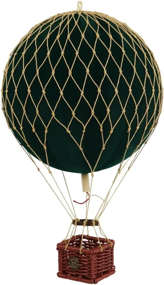 Authentic Models Travels Light Hot Air Balloon: Exquisite Hot Air Balloon Decor Meticulously Crafted for Timeless Elegance and Adventure, Green Velvet
