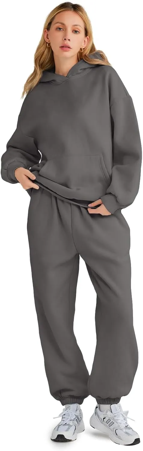 AUTOMET Womens 2 Piece Outfits Lounge Hoodie Sweatsuit Sets Oversized Sweatshirt Baggy Fall Fashion Sweatpants with Pockets