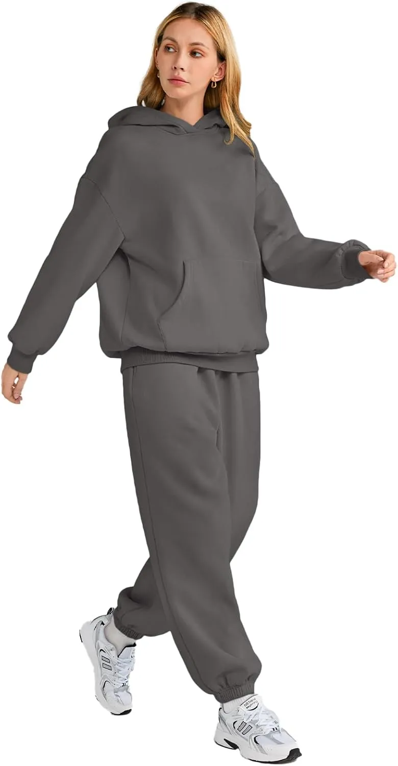 AUTOMET Womens 2 Piece Outfits Lounge Hoodie Sweatsuit Sets Oversized Sweatshirt Baggy Fall Fashion Sweatpants with Pockets