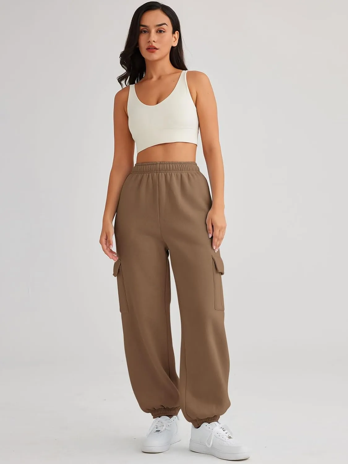 AUTOMET Womens Cargo Sweatpants Oversized Fleece Joggers Fall Fashion Outfits Y2k Clothes 2025 with Pockets
