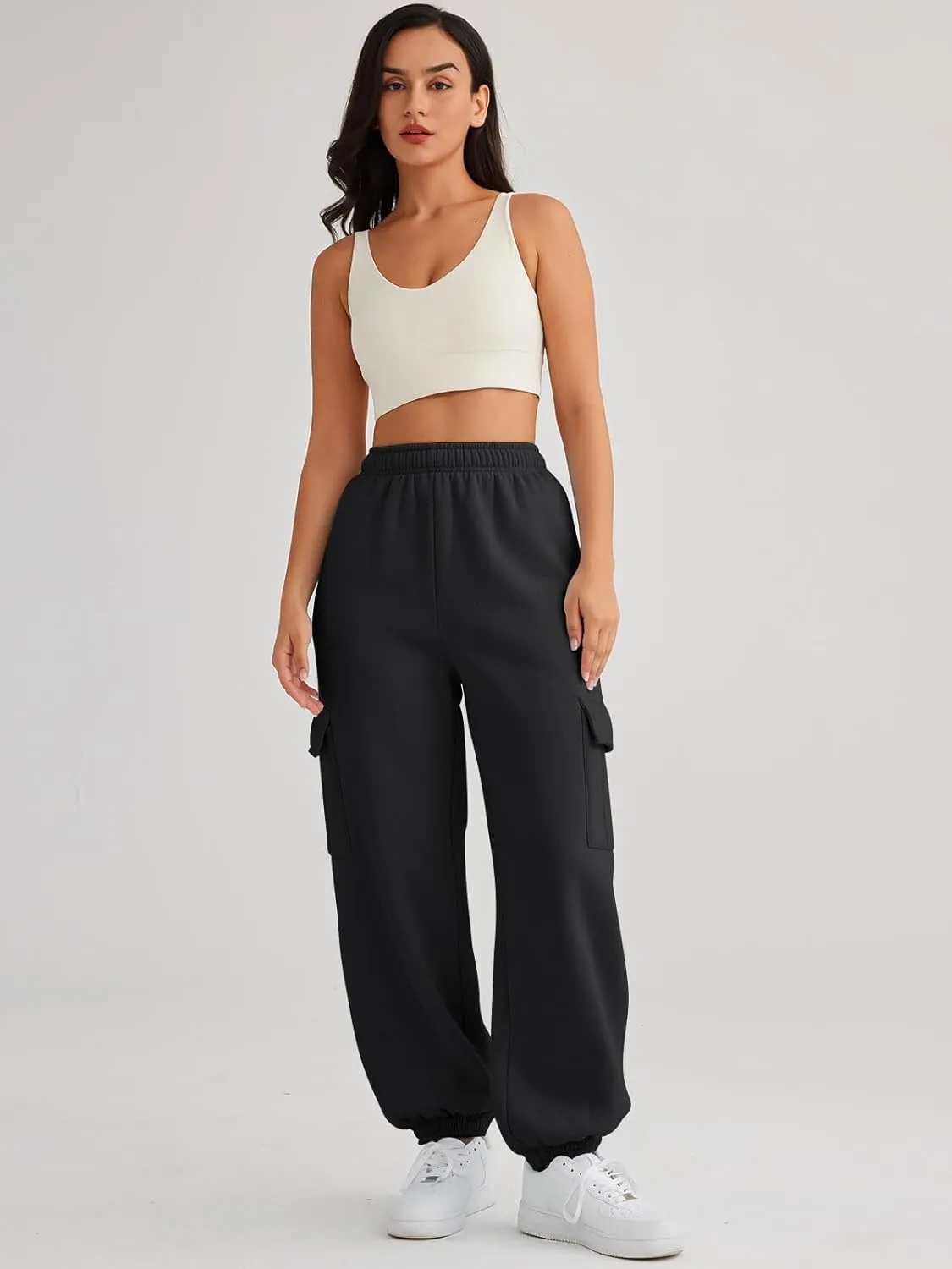AUTOMET Womens Cargo Sweatpants Oversized Fleece Joggers Fall Fashion Outfits Y2k Clothes 2025 with Pockets