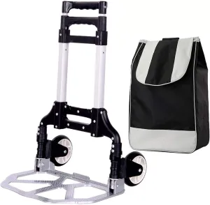 Aviation Aluminum Alloy Three-Wheeled Folding Shopping Cart Seat, Lightweight Stair Climbing Cart, Detachable Waterproof Ox Cloth Bag,B