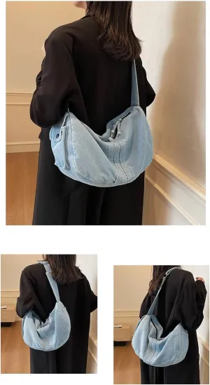 Axcone Cowboy fabric multifunctional commuting simple casual shoulder bag, crossbody bag