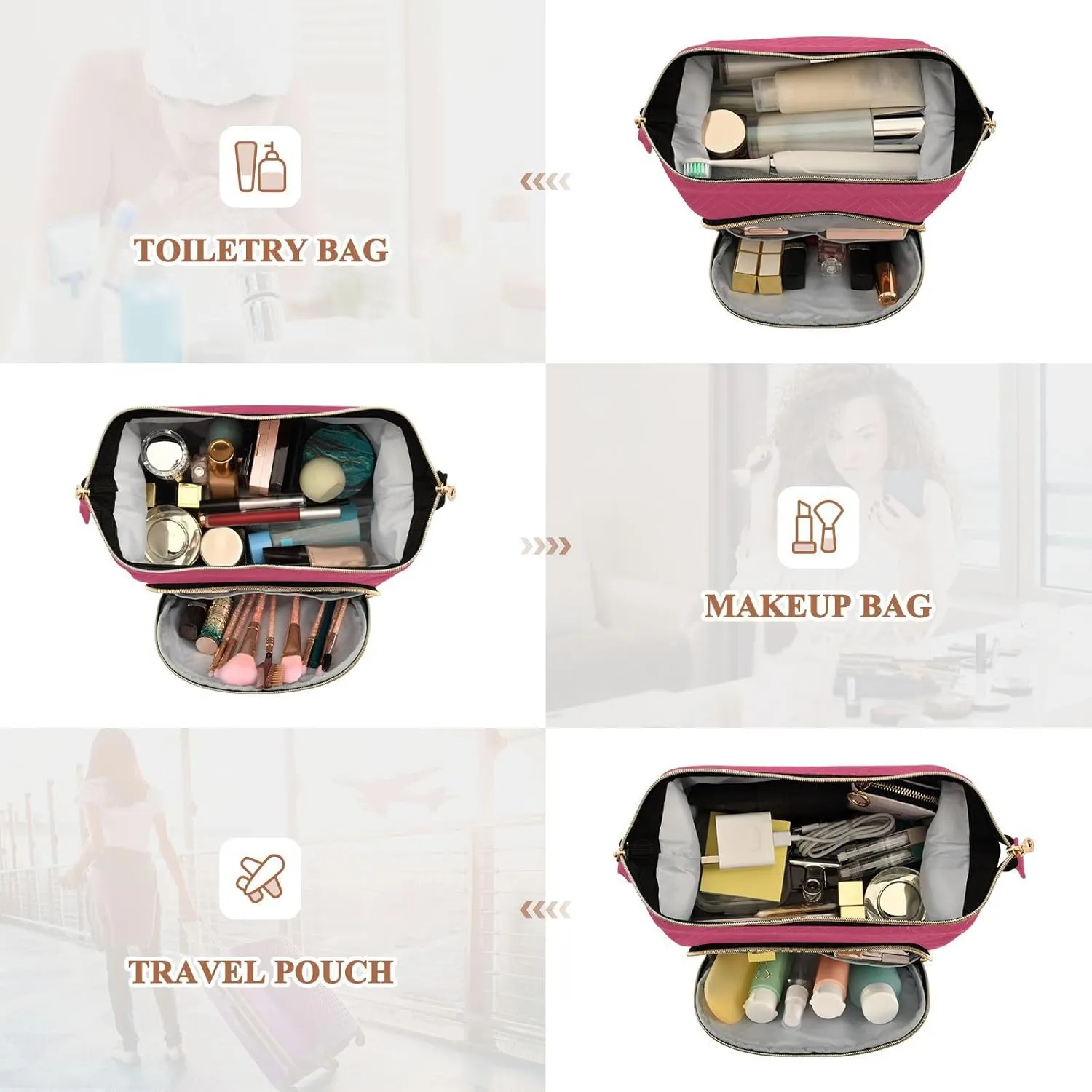 Azalea Custom Makeup Bag Travel Toiletry Bag Make Up Bags Cosmetic Bag Pouch Large Makeup Case Box Bag Organizer Skincare Bag for Toiletries Women Purse Men Adults Trip Sports