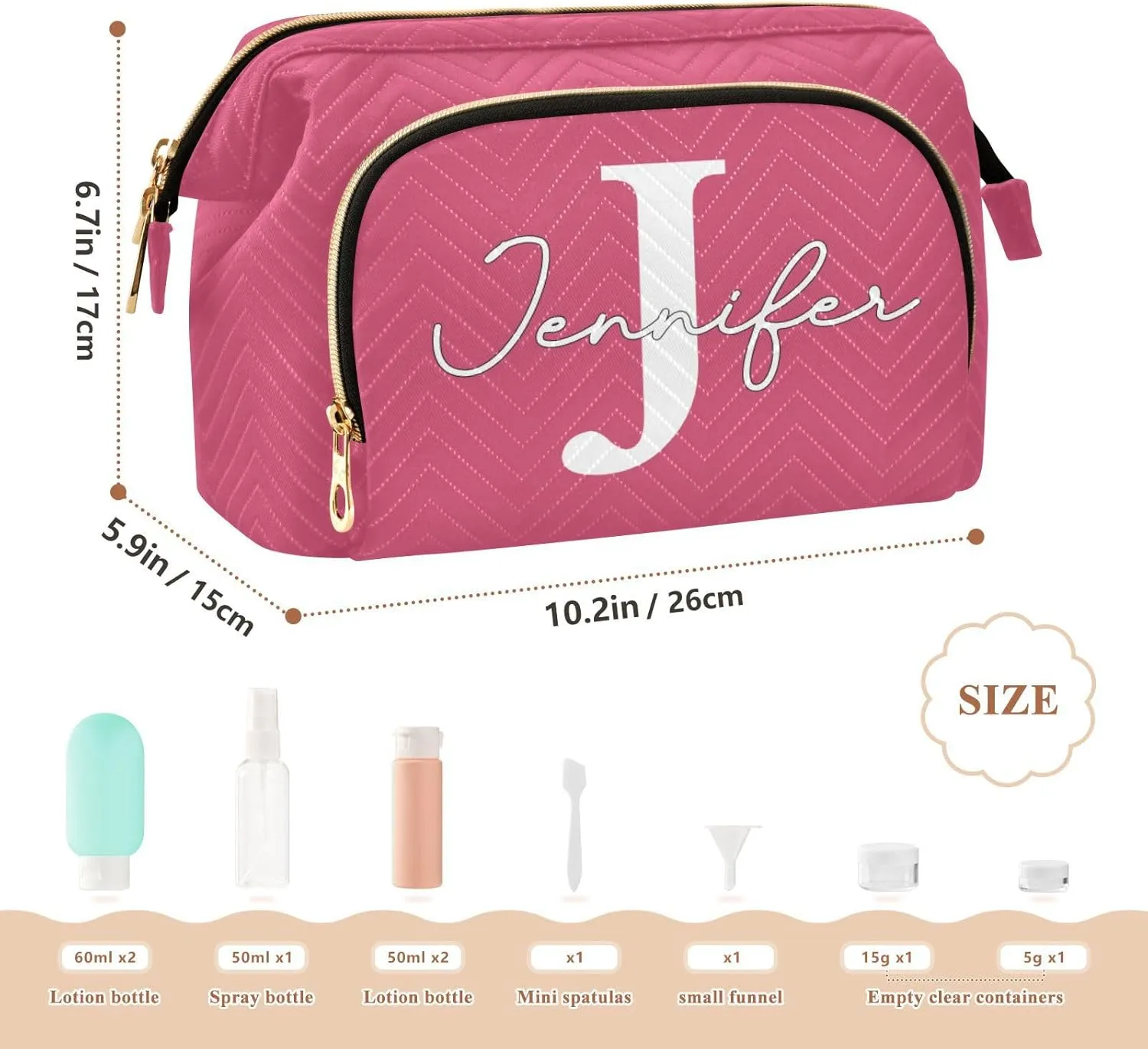 Azalea Custom Makeup Bag Travel Toiletry Bag Make Up Bags Cosmetic Bag Pouch Large Makeup Case Box Bag Organizer Skincare Bag for Toiletries Women Purse Men Adults Trip Sports